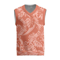Tahiti Puatou Tiare Floral Christmas Knitted V-Neck Vest Monstera Palm Tropical Leaves - Polynesian Pride