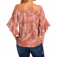 Tahiti Puatou Tiare Floral Off Shoulder Wrap Waist Top Monstera Palm Tropical Leaves LT01 - Polynesian Pride