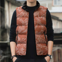Tahiti Puatou Tiare Floral Sleeveless Puffer Jacket Monstera Palm Tropical Leaves - Polynesian Pride