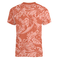 Tahiti Puatou Tiare Floral Women V-Neck T-Shirt Monstera Palm Tropical Leaves LT01 - Polynesian Pride