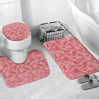 Tahiti Tarona Tiare Floral Bathroom Set Monstera Palm Tropical Leaves LT01 Mat Set Only (3 pcs) One Size Pink - Polynesian Pride