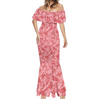 Tahiti Tarona Tiare Floral Mermaid Dress Monstera Palm Tropical Leaves - Polynesian Pride