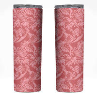 Tahiti Tarona Tiare Floral Skinny Tumbler Monstera Palm Tropical Leaves LT01 Pink - Polynesian Pride