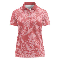 Tahiti Tarona Tiare Floral Women Polo Shirt Monstera Palm Tropical Leaves - Polynesian Pride