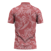 Tahiti Tarona Tiare Floral Zipper Polo Shirt Monstera Palm Tropical Leaves - Polynesian Pride