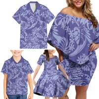 Tahiti Vareau Tiare Floral Family Matching Off Shoulder Short Dress and Hawaiian Shirt Monstera Palm Tropical Leaves LT01 - Polynesian Pride