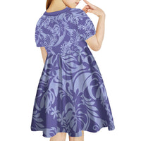 Tahiti Vareau Tiare Floral Kid Short Sleeve Dress Monstera Palm Tropical Leaves - Polynesian Pride