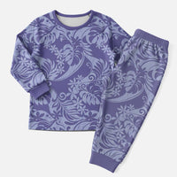 Tahiti Vareau Tiare Floral Christmas Pajama Set Monstera Palm Tropical Leaves - Polynesian Pride