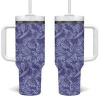Tahiti Vareau Tiare Floral Tumbler With Handle Monstera Palm Tropical Leaves - Polynesian Pride