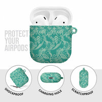 Tahiti Teal Tiare Floral AirPods Case Monstera Palm Tropical Leaves - Polynesian Pride