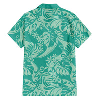 Tahiti Teal Tiare Floral Family Matching Mermaid Dress and Hawaiian Shirt Monstera Palm Tropical Leaves LT01 - Polynesian Pride
