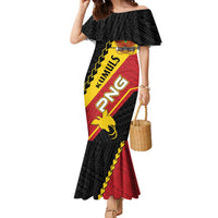 Custom PNG Family Matching Mermaid Dress and Hawaiian Shirt The Kumuls Are On A Roll LT01 Mom's Dress Black - Polynesian Pride