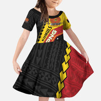 Custom PNG Family Matching Short Sleeve Bodycon Dress and Hawaiian Shirt The Kumuls Are On A Roll LT01 Daughter's Dress Black - Polynesian Pride