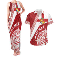 Custom Tonga Rugby Mate Maa Couples Matching Tank Maxi Dress and Hawaiian Shirt Ngatu Pattern