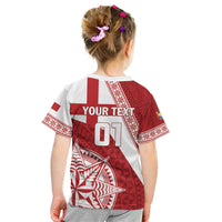 Custom Tonga Rugby Mate Maa Kid T Shirt Ngatu Pattern