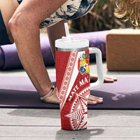 Tonga Rugby Mate Maa Tumbler With Handle Ngatu Pattern