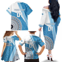 Custom Fiji Rugby Bati Family Matching Off The Shoulder Long Sleeve Dress and Hawaiian Shirt Tapa Pattern LT01 - Polynesian Pride