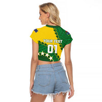 Custom Cook Islands Rugby Kukis Raglan Cropped T Shirt Circle Stars