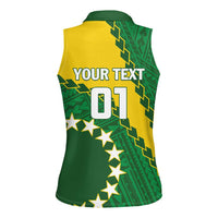 Custom Cook Islands Rugby Kukis Women Sleeveless Polo Shirt Circle Stars