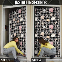 Hawaiian Ocean Seashells Door Cover Black Palaka Pattern