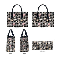Hawaiian Ocean Seashells Leather Bag Black Palaka Pattern