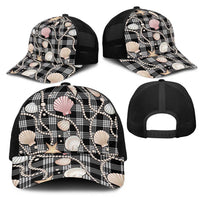 Hawaiian Ocean Seashells Mesh Trucker Cap Black Palaka Pattern