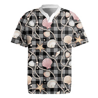 Hawaiian Ocean Seashells Rugby Jersey Black Palaka Pattern