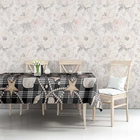 Hawaiian Ocean Seashells Tablecloth Black Palaka Pattern