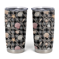 Hawaiian Ocean Seashells Tumbler Cup Black Palaka Pattern