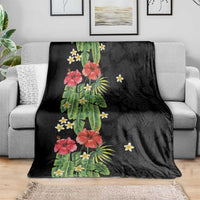Hawaiian Hibiscus Plumeria Blanket Tropical Leaves