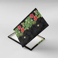 Hawaiian Hibiscus Plumeria Canvas Wall Art Tropical Leaves