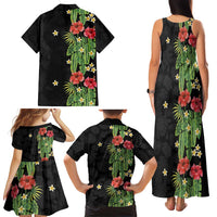 Hawaiian Hibiscus Plumeria Family Matching Tank Maxi Dress and Hawaiian Shirt Tropical Leaves LT01 - Polynesian Pride