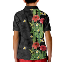 Hawaiian Hibiscus Plumeria Kid Polo Shirt Tropical Leaves