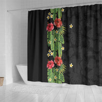 Hawaiian Hibiscus Plumeria Shower Curtain Tropical Leaves