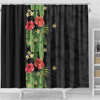 Hawaiian Hibiscus Plumeria Shower Curtain Tropical Leaves