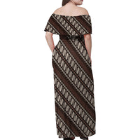 Yogyakarta Parang Batik Motifs Family Matching Off Shoulder Maxi Dress and Hawaiian Shirt Indonesian Traditional Pattern LT01 - Polynesian Pride