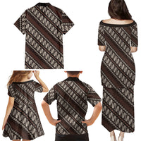 Yogyakarta Parang Batik Motifs Family Matching Puletasi and Hawaiian Shirt Indonesian Traditional Pattern LT01 Mom's Dress Brown - Polynesian Pride
