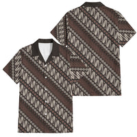 Yogyakarta Parang Batik Motifs Family Matching Puletasi and Hawaiian Shirt Indonesian Traditional Pattern LT01 Dad's Shirt - Short Sleeve Brown - Polynesian Pride