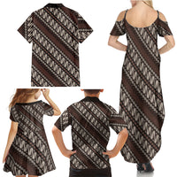 Yogyakarta Parang Batik Motifs Family Matching Summer Maxi Dress and Hawaiian Shirt Indonesian Traditional Pattern LT01 Mom's Dress Brown - Polynesian Pride