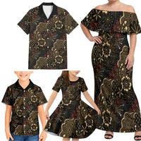 Batik Sekar Jagad Family Matching Off Shoulder Maxi Dress and Hawaiian Shirt Indonesian Traditional Pattern LT01 - Polynesian Pride