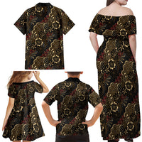 Batik Sekar Jagad Family Matching Off Shoulder Maxi Dress and Hawaiian Shirt Indonesian Traditional Pattern