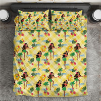 Hawaii Hula Girl Tropical Bedding Set Yellow Palaka