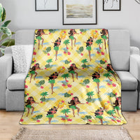 Hawaii Hula Girl Tropical Blanket Yellow Palaka