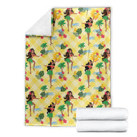 Hawaii Hula Girl Tropical Blanket Yellow Palaka