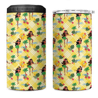 Hawaii Hula Girl Tropical 4 in 1 Can Cooler Tumbler Yellow Palaka