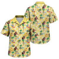 Hawaii Hula Girl Tropical Family Matching Summer Maxi Dress and Hawaiian Shirt Yellow Palaka