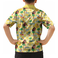 Hawaii Hula Girl Tropical Hawaiian Shirt Yellow Palaka