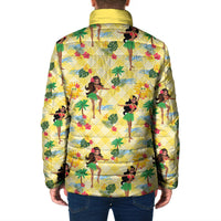 Hawaii Hula Girl Tropical Padded Jacket Yellow Palaka