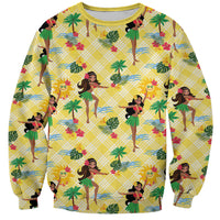 Hawaii Hula Girl Tropical Sweatshirt Yellow Palaka