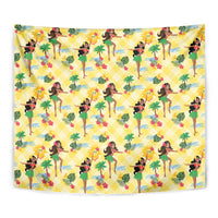 Hawaii Hula Girl Tropical Tapestry Yellow Palaka
